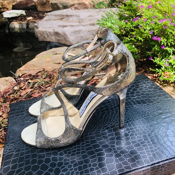 Jimmy Choo Ivette 90 Dusty Gold Heels - Picture 3 of 7